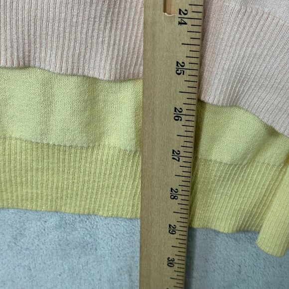 Worth New York Sweater Womens P Blush Yellow Colorblock Silk Cotton Long Sleeve - Picture 9 of 10